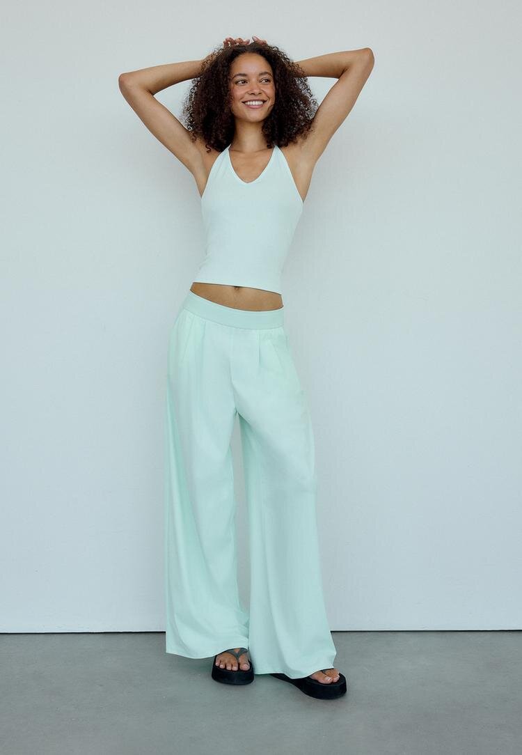 Stradivarius Top Mulat Halter Turcoaz L