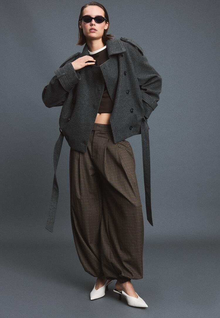 Stradivarius Trenci Oversize Moale La Atingere Gri Închis S