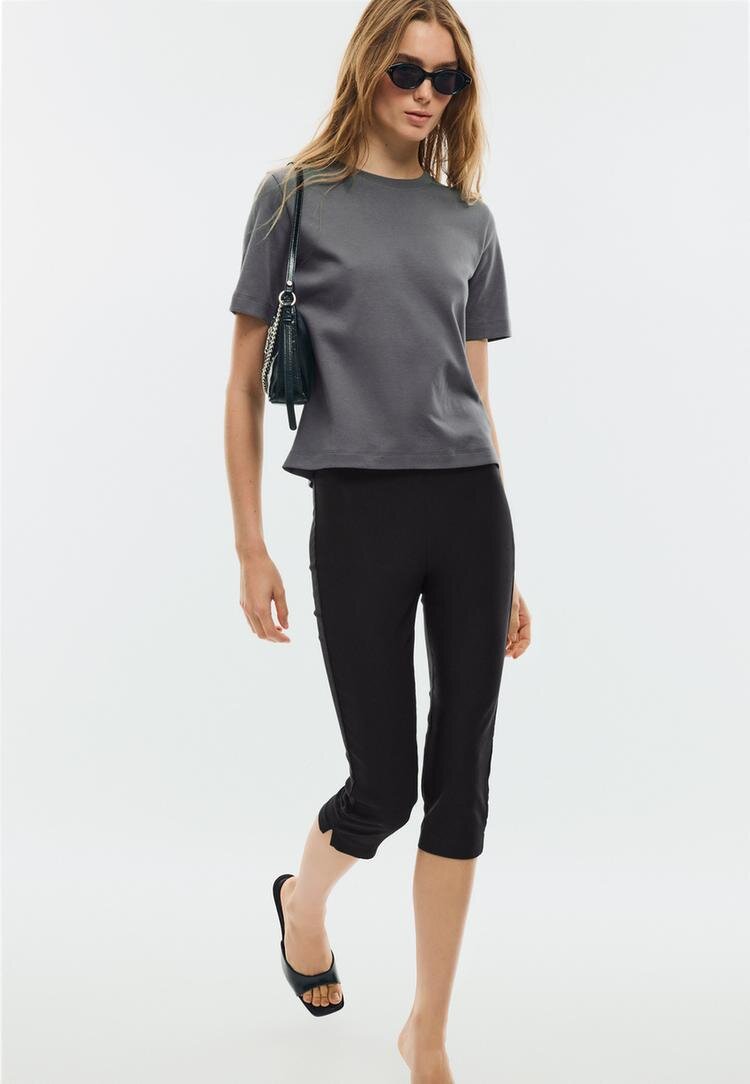 Stradivarius Tricou B01 Basic Regular Fit Heavy Weight Gri Închis L