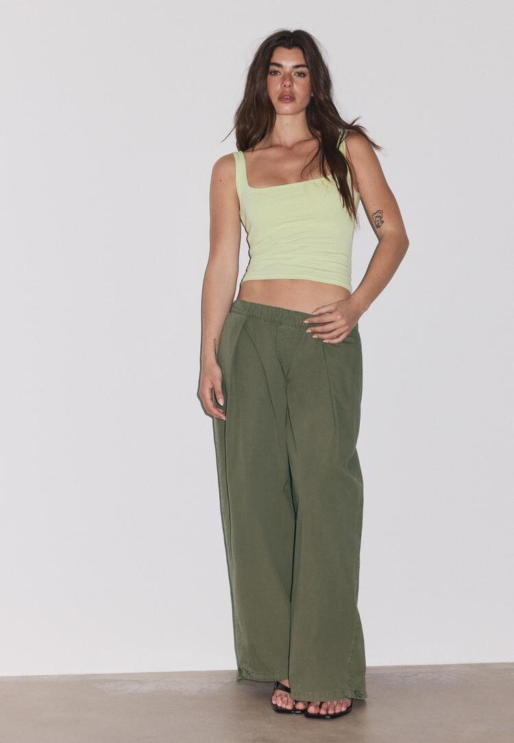Stradivarius Tricou Cu Bretele Late Verde Lime L