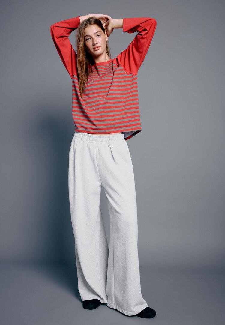 Stradivarius Tricou Cu Mânecă Raglan Și Dungi Roșu Xs