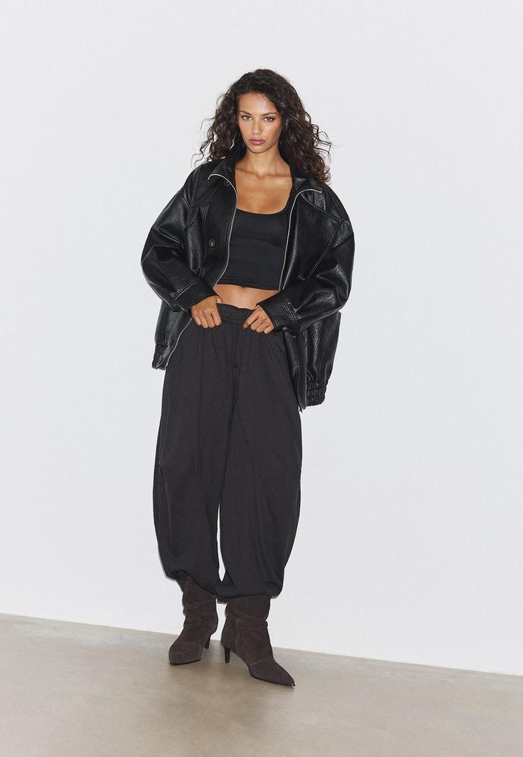 Stradivarius Tricou Din Poliamidă Negru Xl