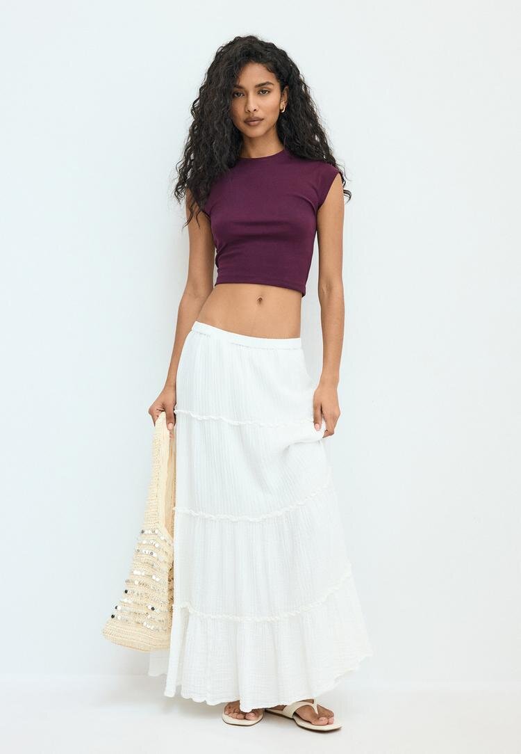 Stradivarius Tricou Scurt Cu Mânecă Mini Purpuriu M