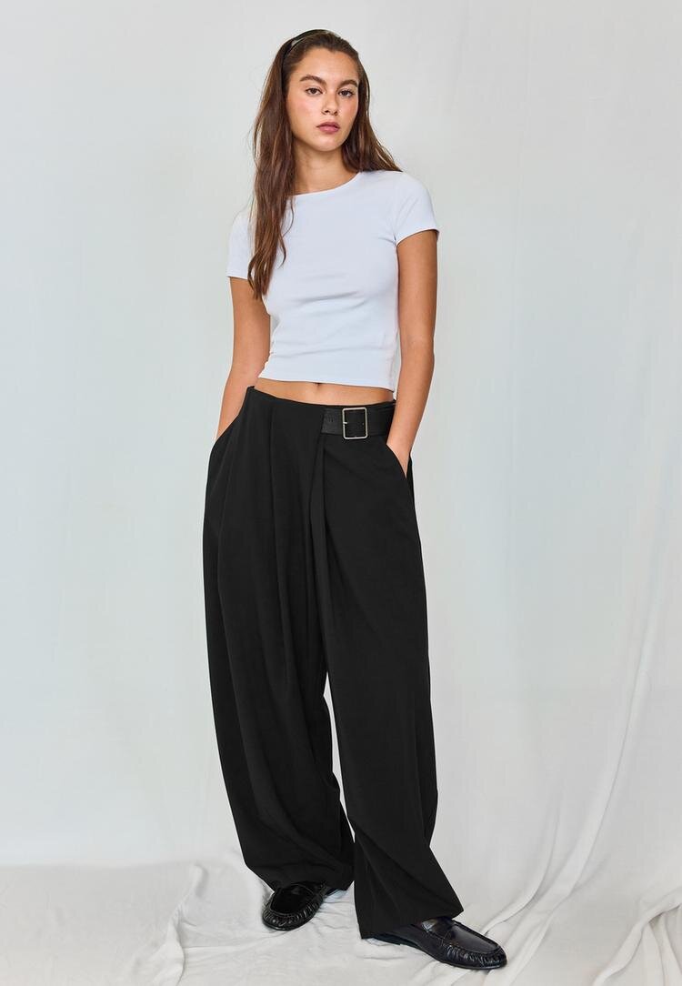 Stradivarius Tricou Simplu Slim Fit Alb Xl