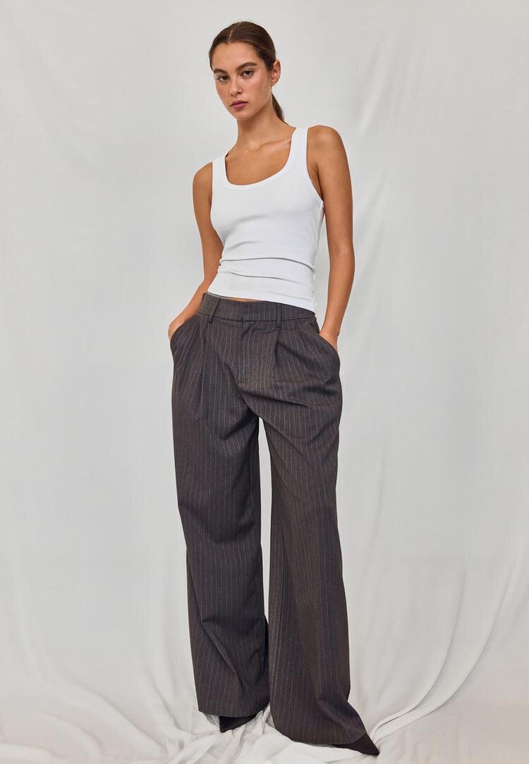 Stradivarius Tricou Spate Tip Înotător Din Bumbac Rib Alb Xs